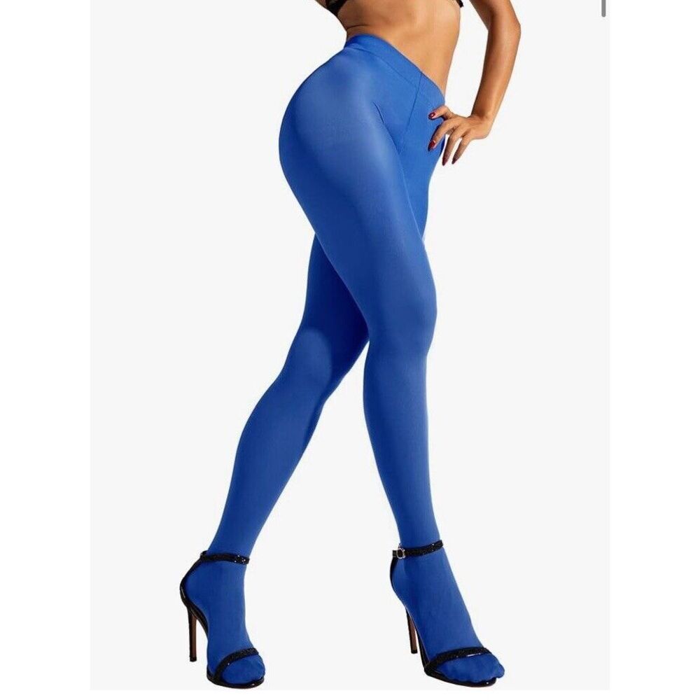 Sofsy Opaque Tights Pantyhose Italy Matte High Waist Royal Blue 40 Den 2-S New